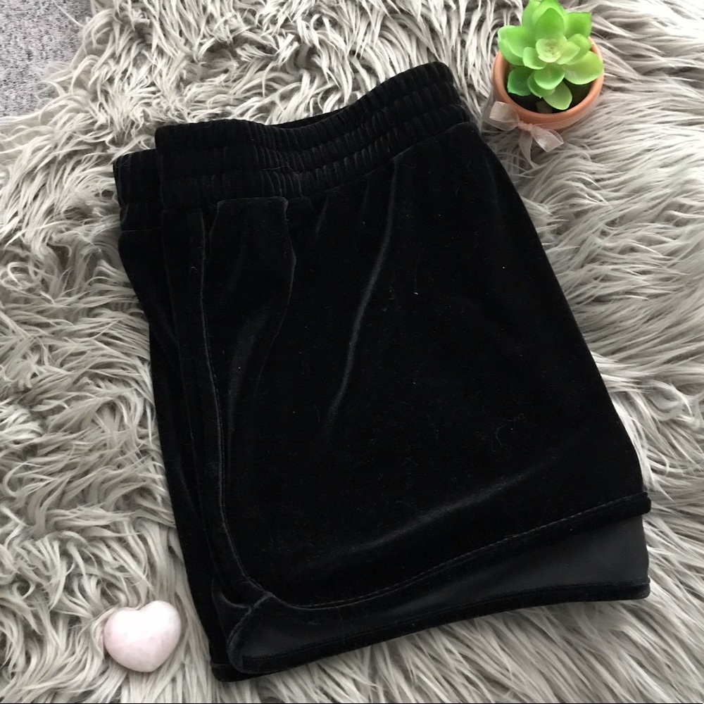 Black velvet shorts